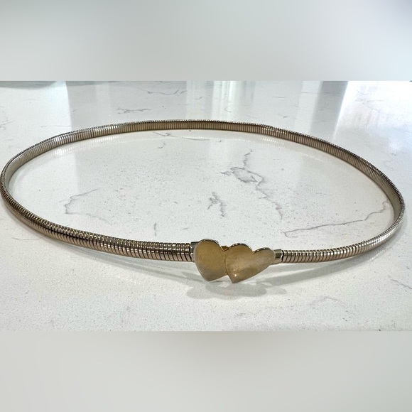 Vintage Jewelry - Vintage 1980s Gold Metal Stretch Heart Belt